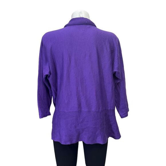 LAUREN RALPH LAUREN Purple Ribbed Knit Open Front Cardigan size XL cotton - Picture 5 of 8